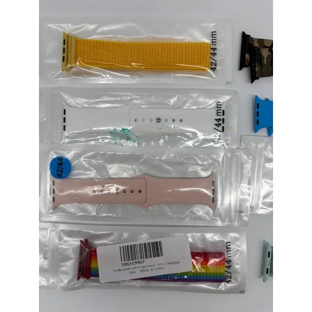New Watch Bands 42/44mm Multicolor Nylon Silicone Camo Sport Lot 8pc
